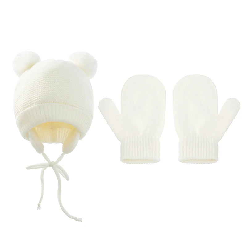 2 pieces of gloves with soft scarf for children and ear protection for infants