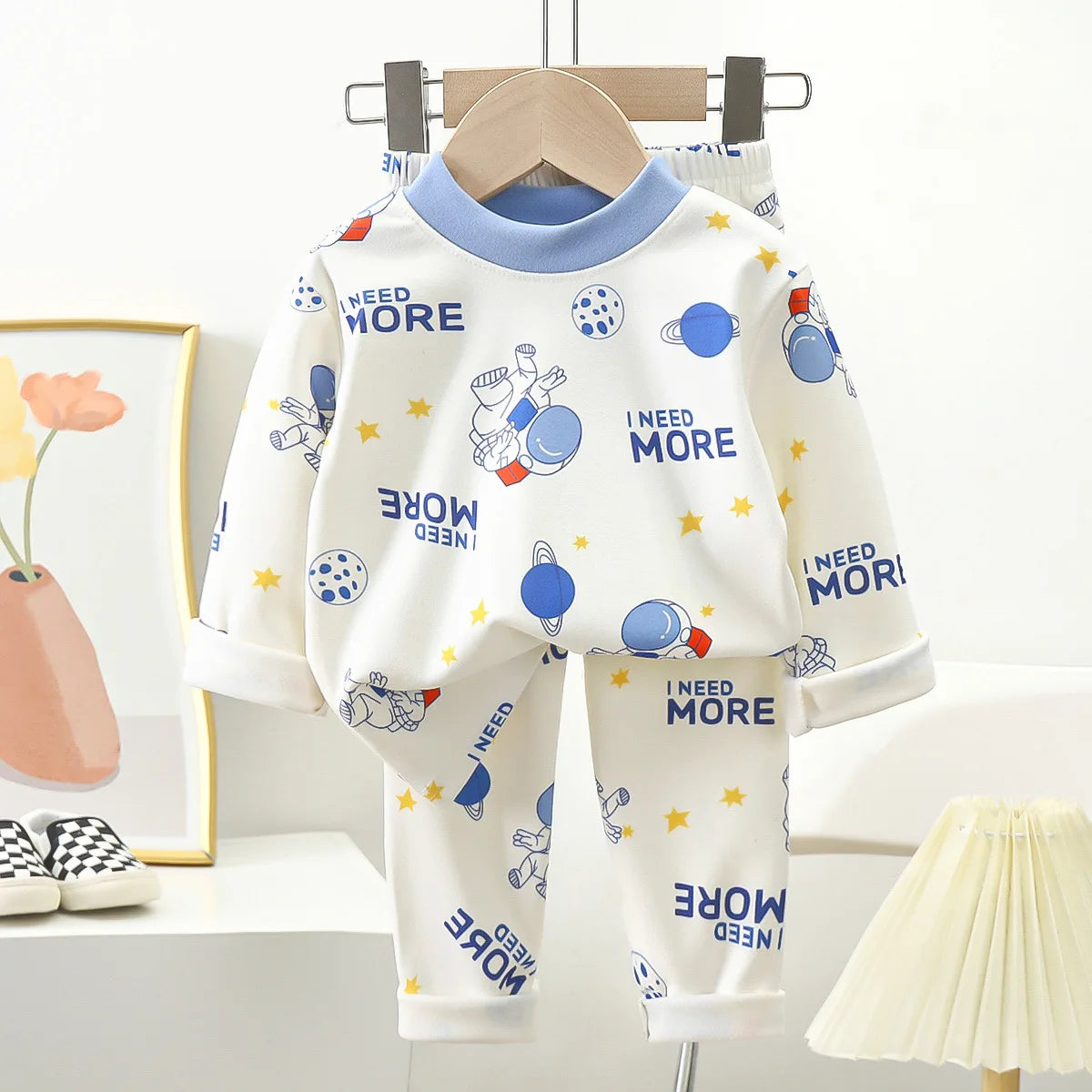 New Kids Autumn Warm Pajamas , Cute Cartoon Bear Long Sleeve T-Shirt Top + Pants Baby Sleepwear