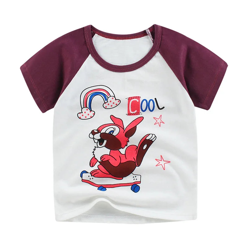 Kids Clothes Summer Cartoon Tops Short Sleeve Clothes