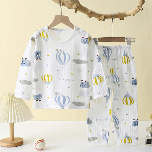 Soft Breathable Cotton Baby Children Pajamas Set Cute Cartoon