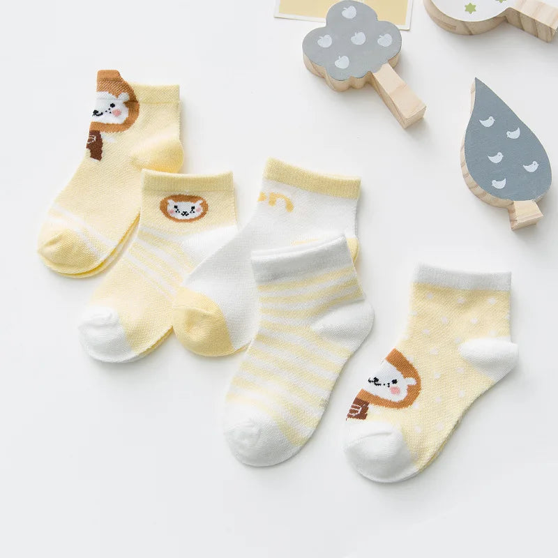 5Pairs for Infant Baby Socks from Cotton Mesh Cute Newborn Boy Toddler Socks