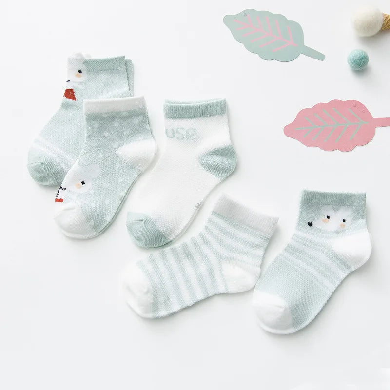 5Pairs for Infant Baby Socks from Cotton Mesh Cute Newborn Boy Toddler Socks