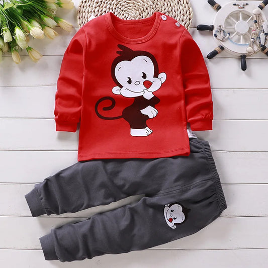 Autumn Sleepwear Pajamas For Girls and Boys Long Sleeve Tops+Pants Suits Fashion Home Clothing