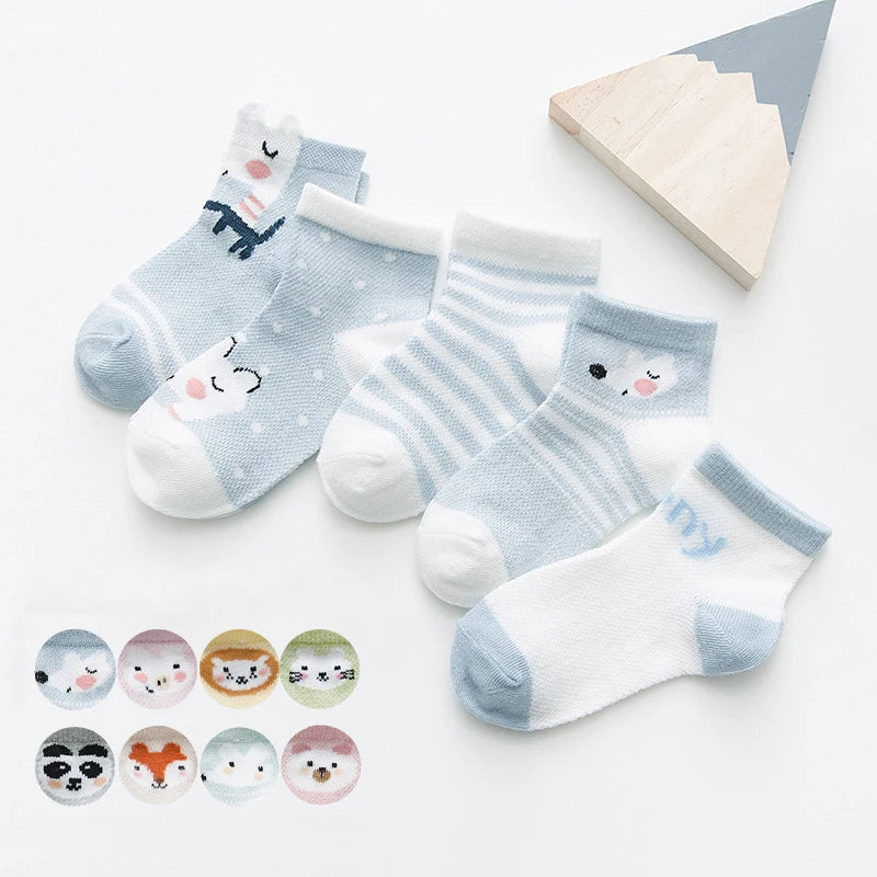 5Pairs for Infant Baby Socks from Cotton Mesh Cute Newborn Boy Toddler Socks