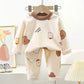 New Kids Autumn Warm Pajamas , Cute Cartoon Bear Long Sleeve T-Shirt Top + Pants Baby Sleepwear