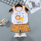 Cotton summer set for children, boys and girls, two-piece T-shirt and shorts