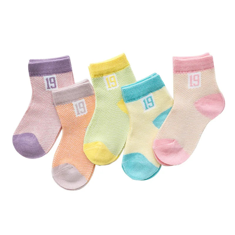 5Pairs for Infant Baby Socks from Cotton Mesh Cute Newborn Boy Toddler Socks