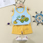 Cotton summer set for children, boys and girls, two-piece T-shirt and shorts